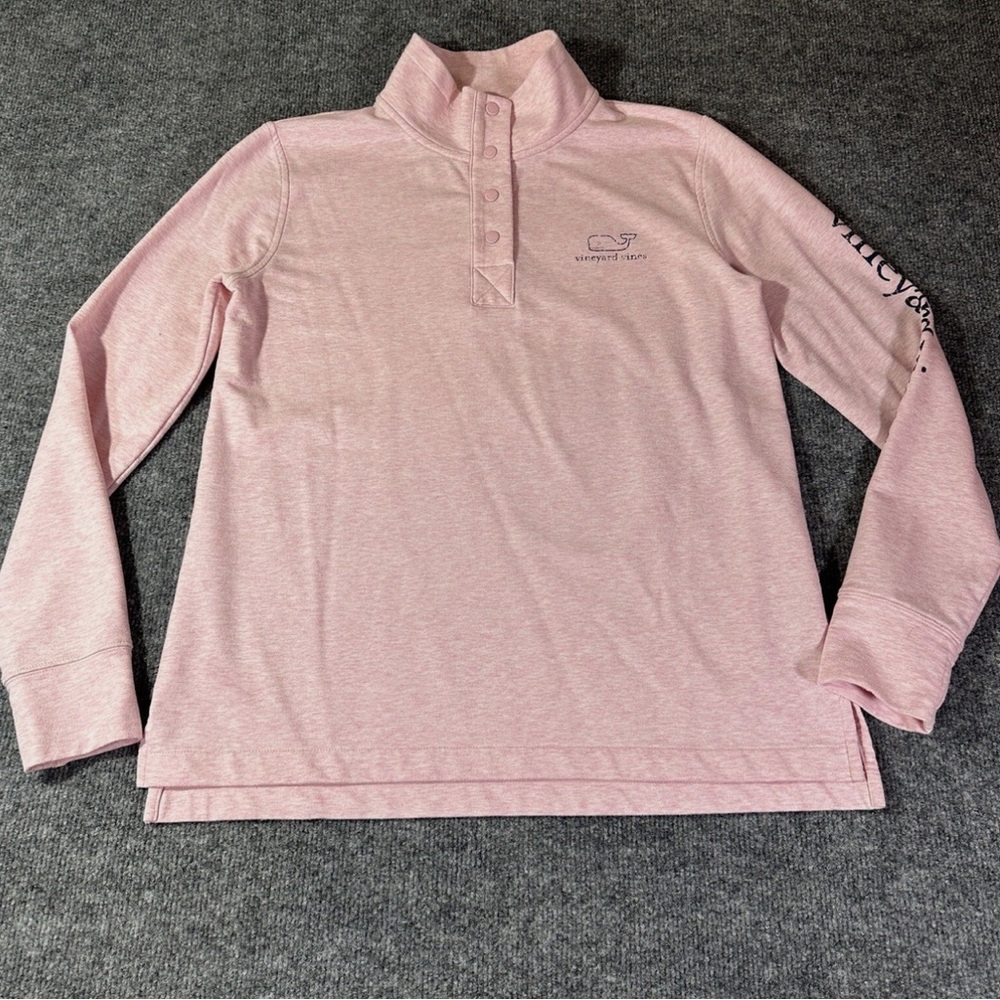 Vineyard Vines Womens Quarter Snap Long Sleeve Pullover Sweatshirt Pink Size M
